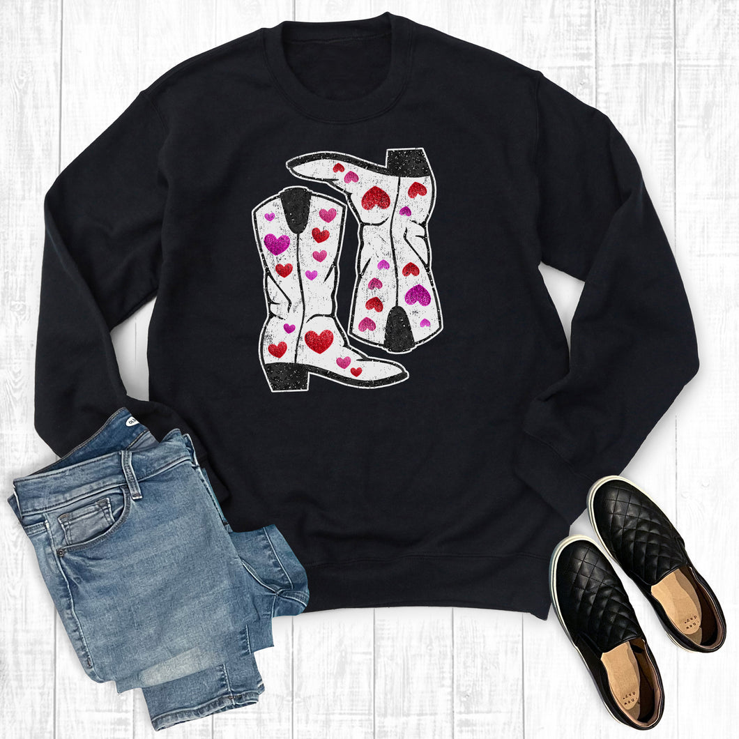 Valentine's Day Love Boots Sweatshirt