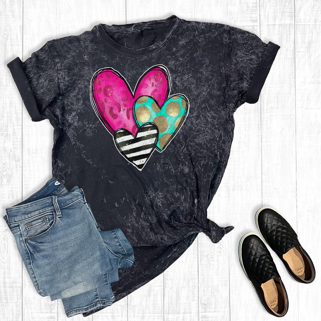 Valentine's Day Turquoise Stripe Heart Mineral Wash