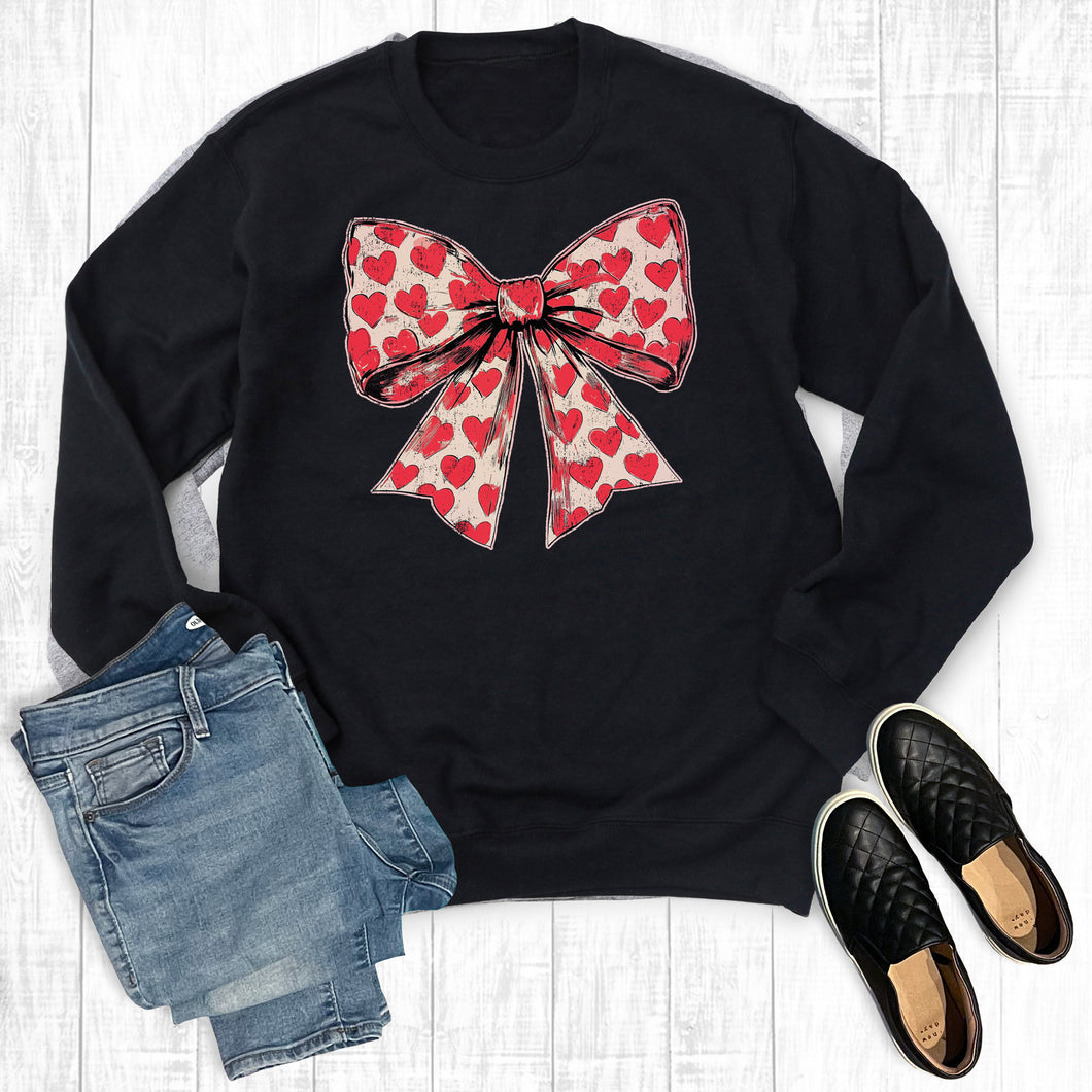 Valentines Heart Bow Sweatshirt