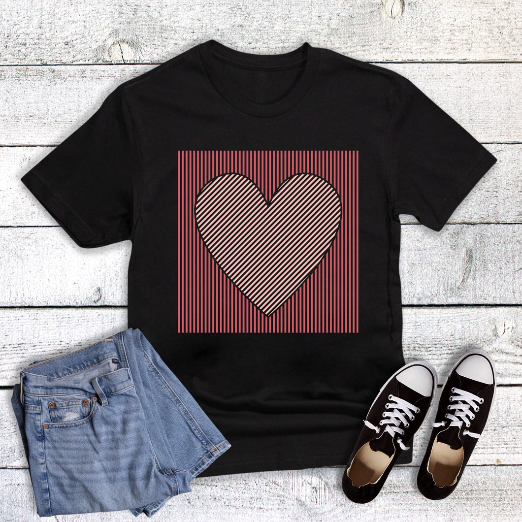 Valentine's Stripe Heart Pink Red