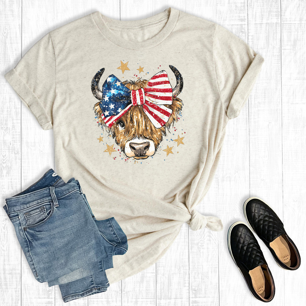 Western 4th Of July Coquette Highland Cow
