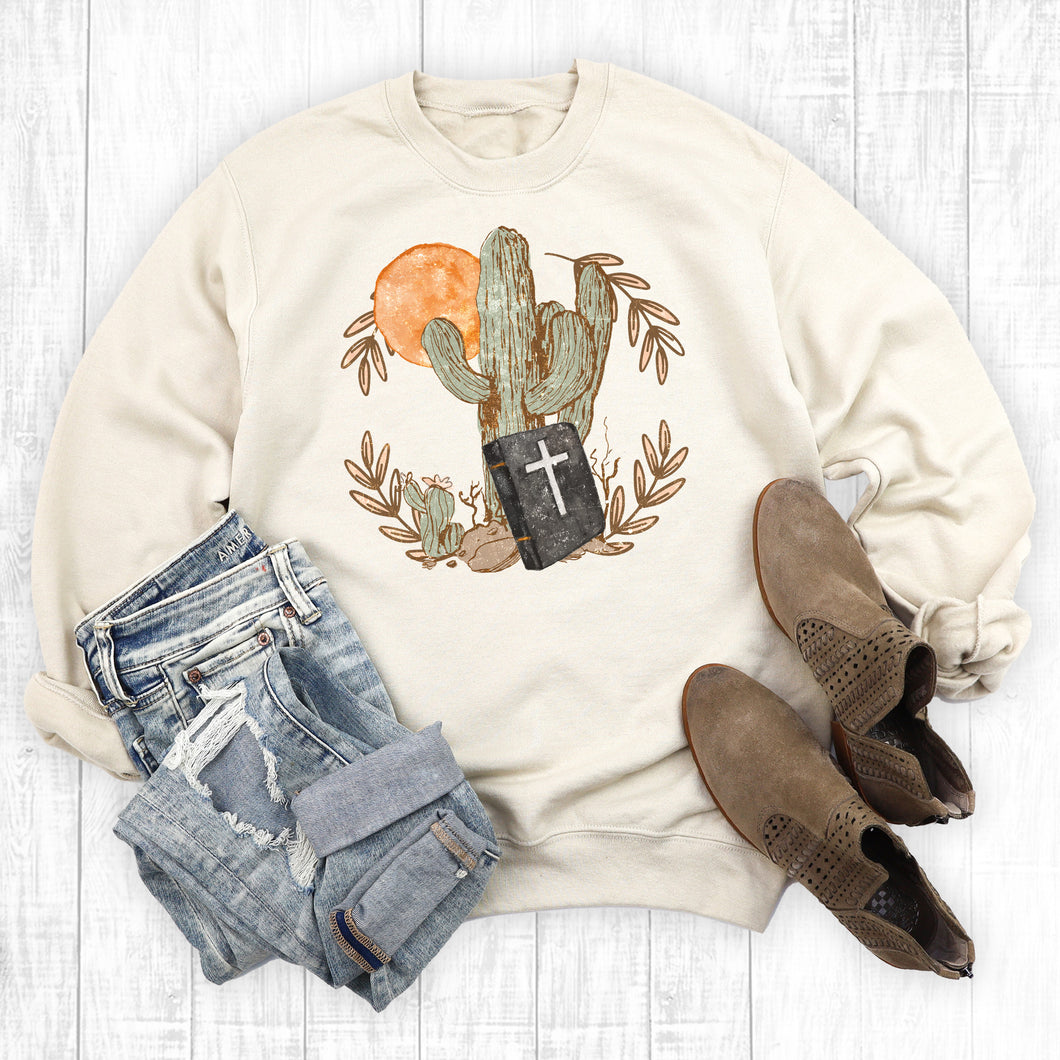 Western Bible Desert Cactus Sweatshirt