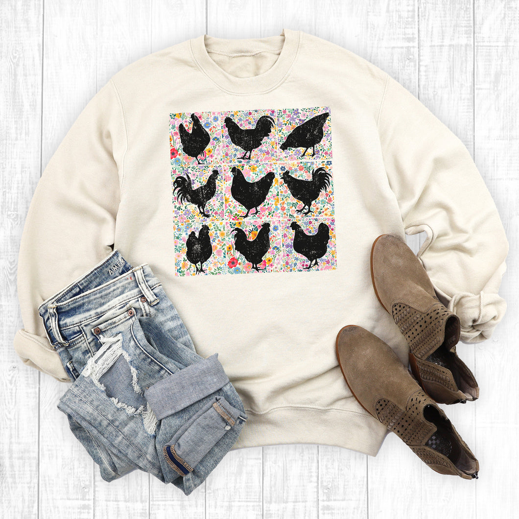 Western Boho Floral Chicken Farm Sweatshirt
