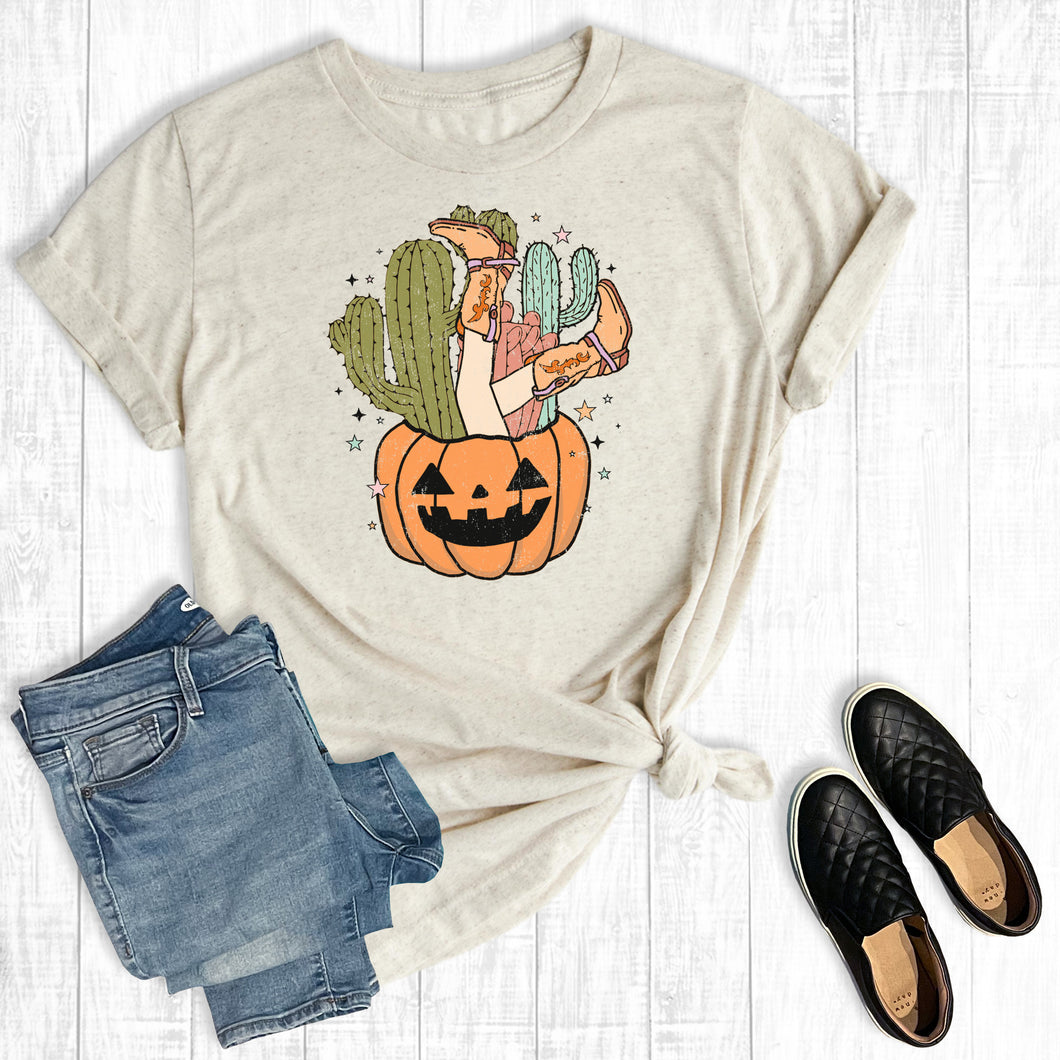 Western Cactus Pumpkin Cowgirl