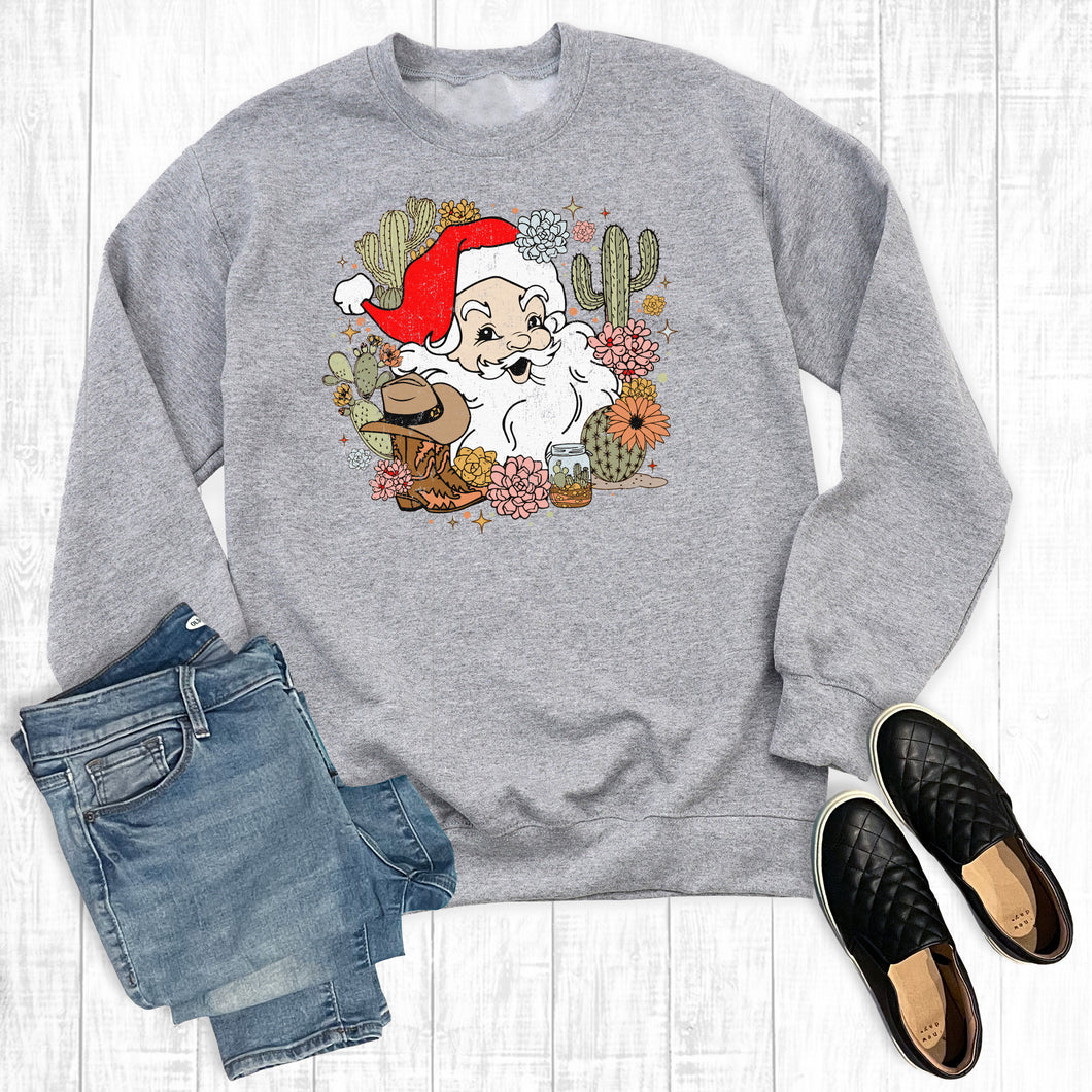 Western Cactus Santa Sweatshirt