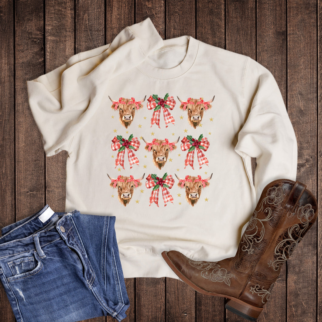 Western Christmas Highland Cow Sweatshirt