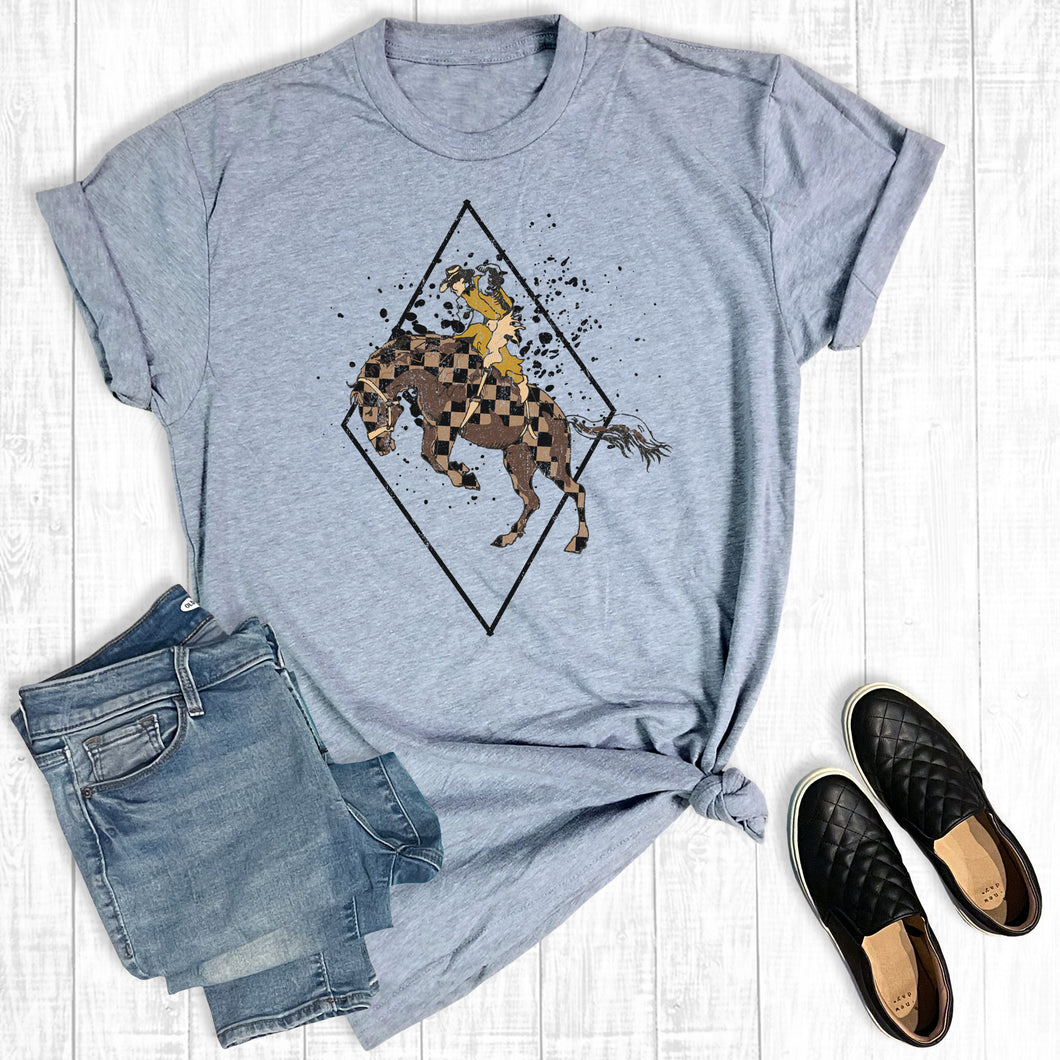 Western Cowboy Checkered Horse