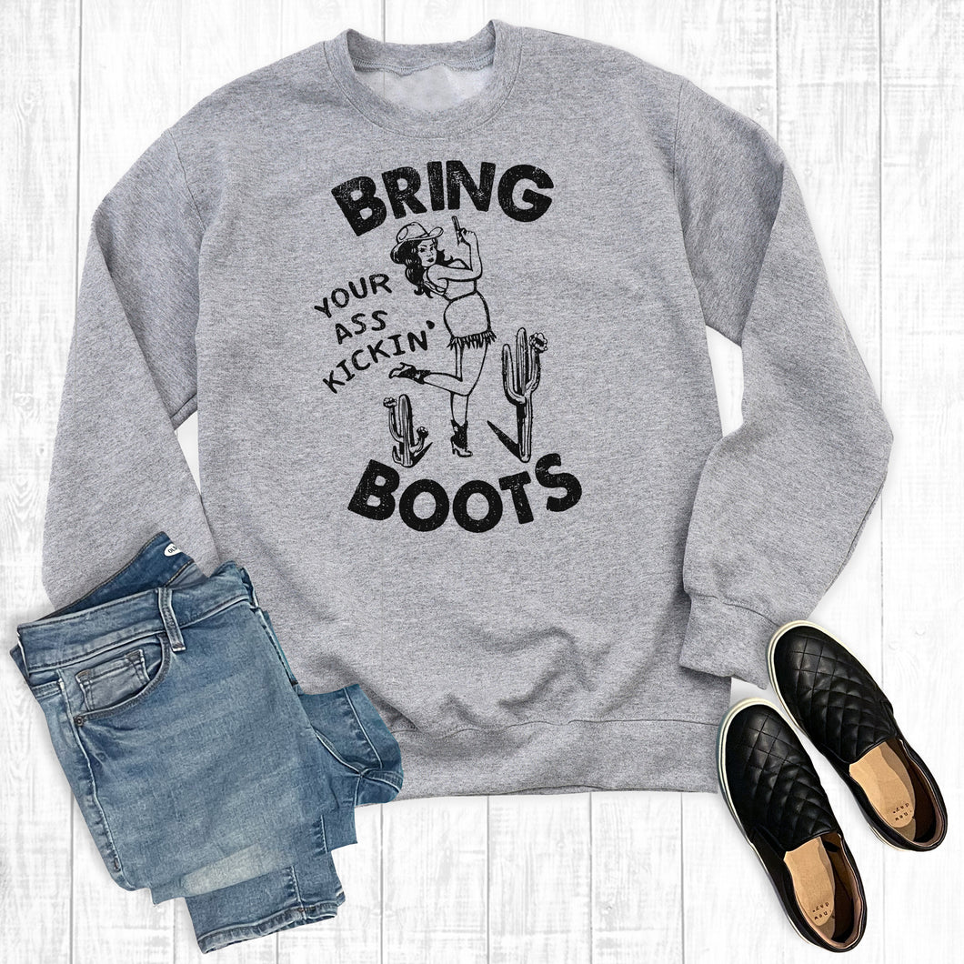 Western Cowgirl Bring Your Boots Graphic Tee Sweatshirt