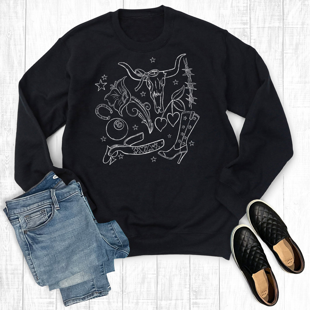 Western Cowgirl Collage Sweatshirt