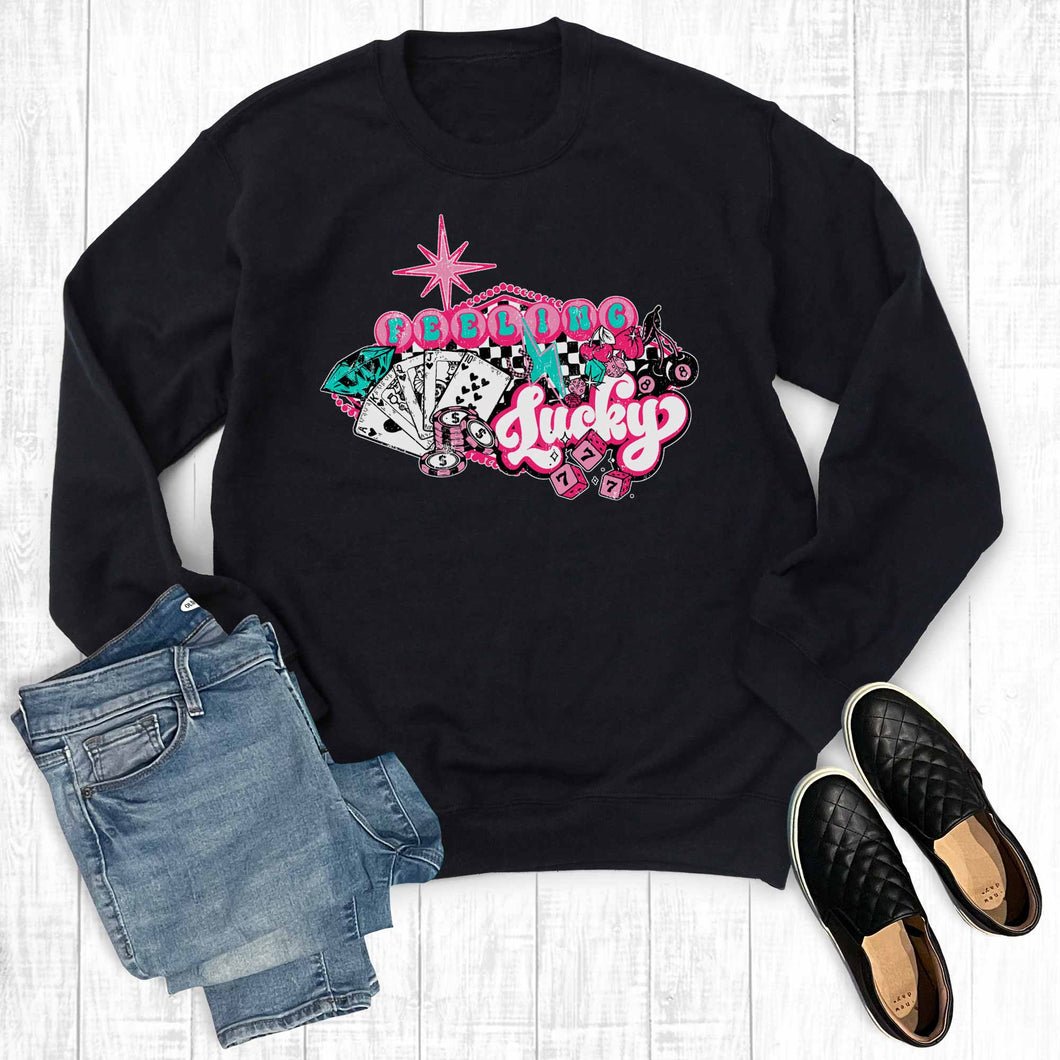 Western Cowgirl Feeling Lucky Graphic Sweatshirt