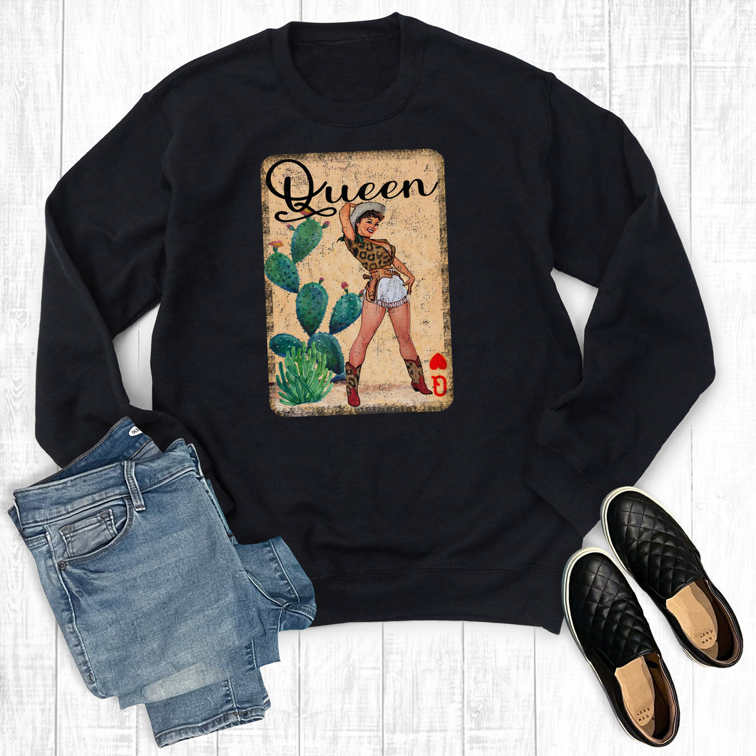 Western Cowgirl Queen Of Hearts Sweatshirt