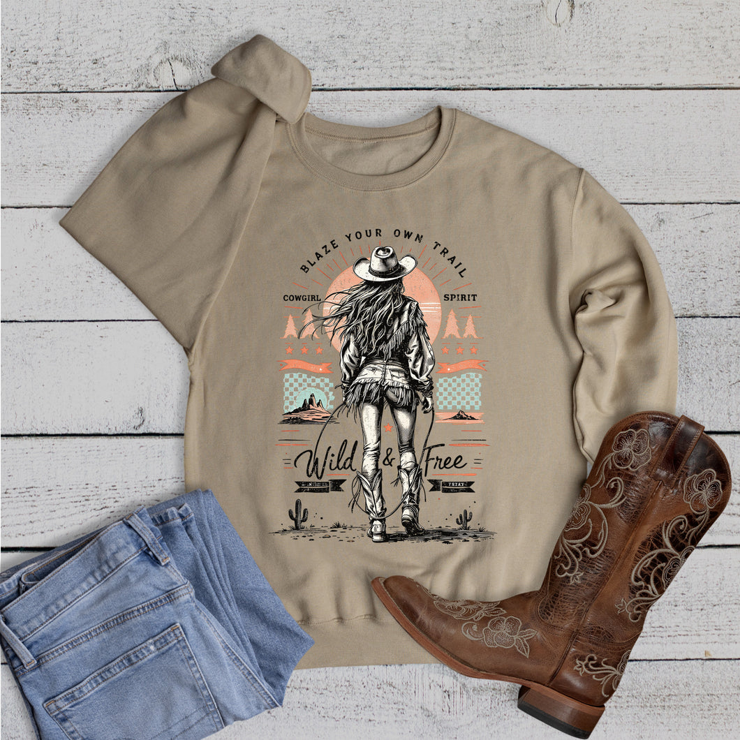 Western Cowgirl Wild and Free Sweatshirt