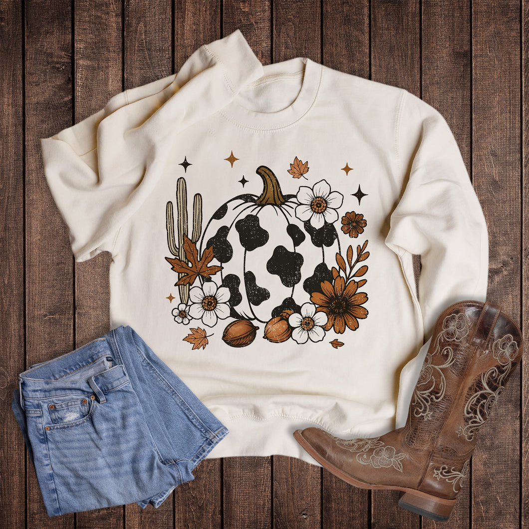 Western Fall Cactus and Pumpkin Sweatshirt