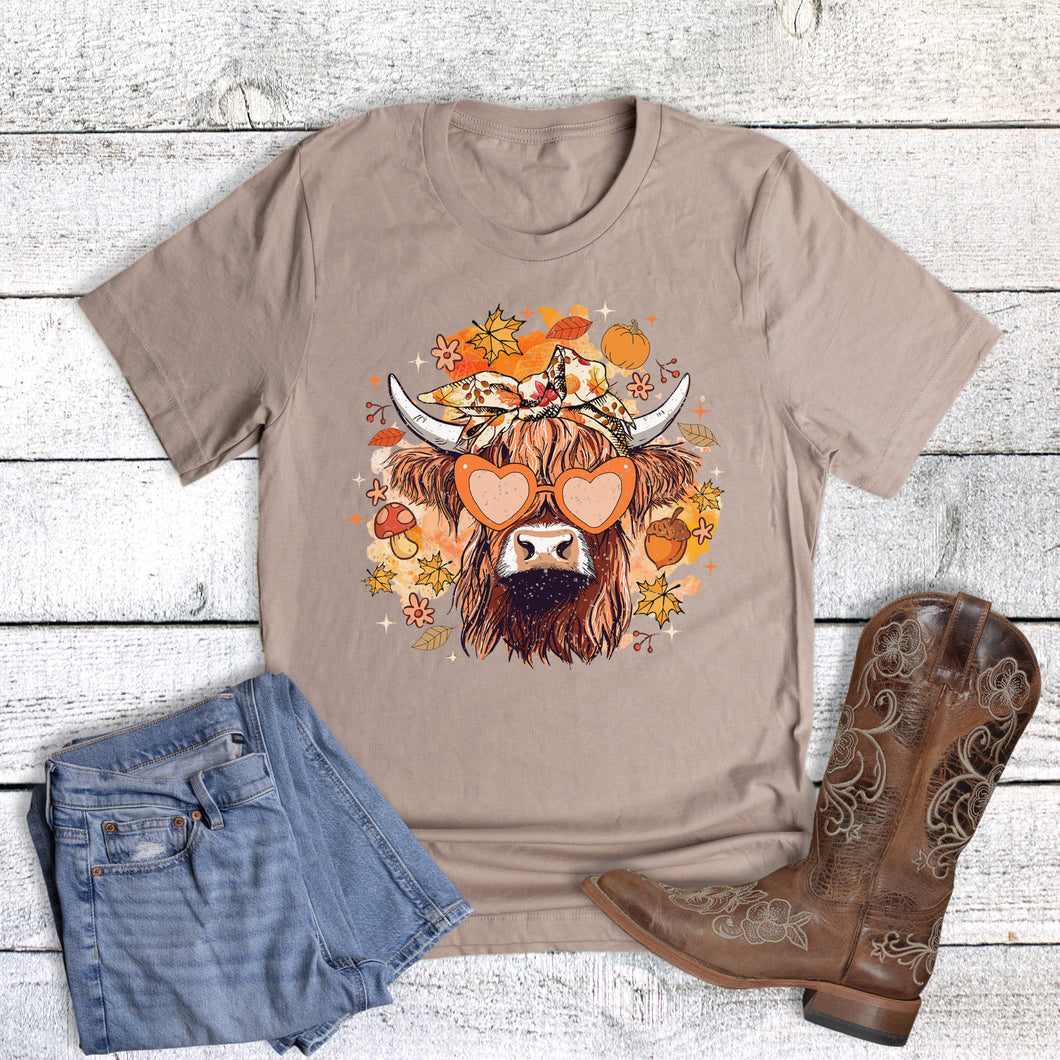 Western Fall Heart Glasses Cow