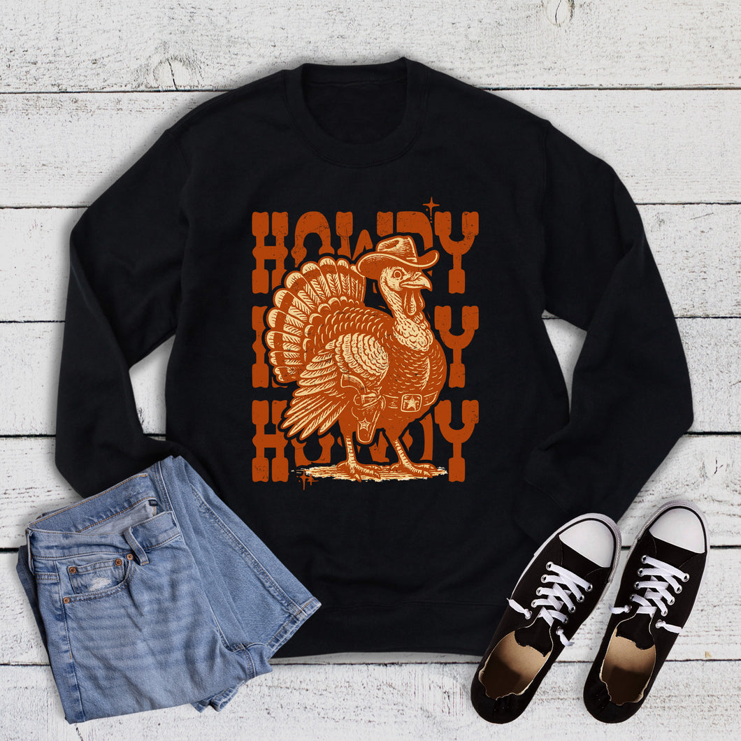 Western Fall Howdy Turkey Sweatshirt