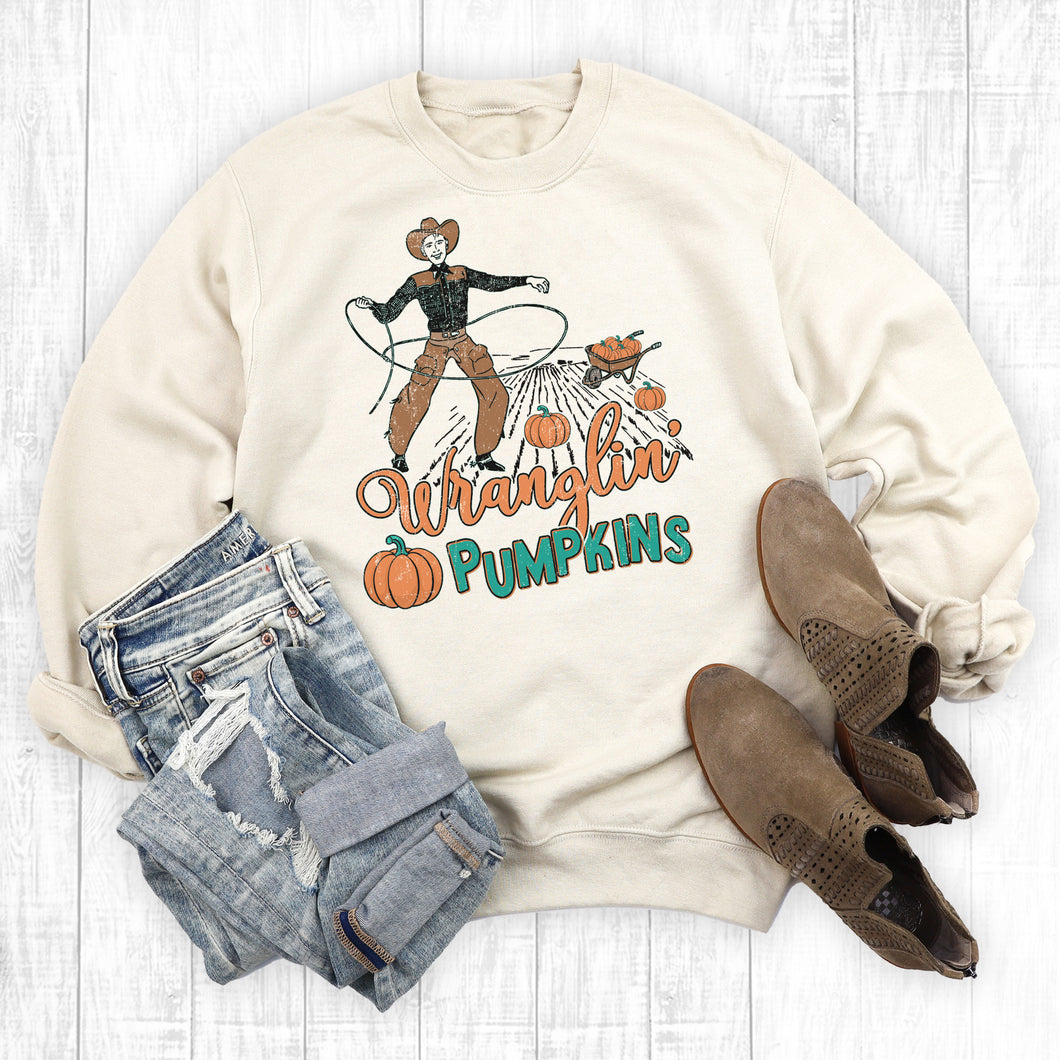 Western Fall Wranglin' Pumpkins Sweatshirt