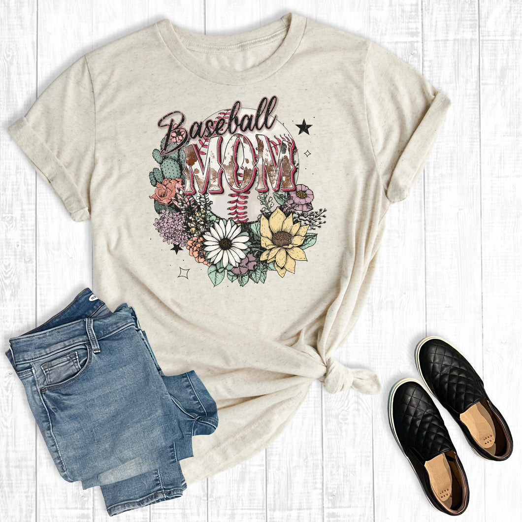 Western Floral Baseball Mom