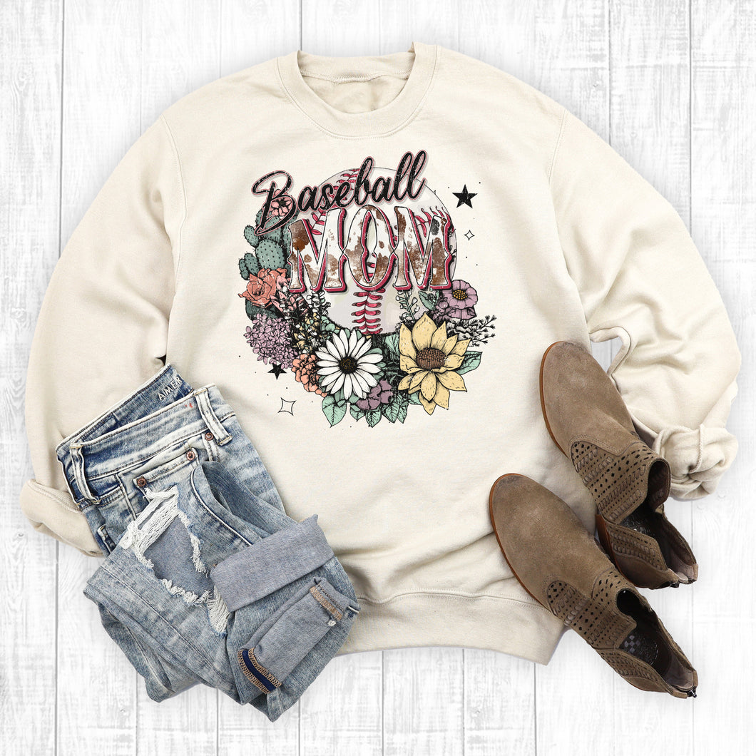 Western Floral Baseball Mom Sweatshirt