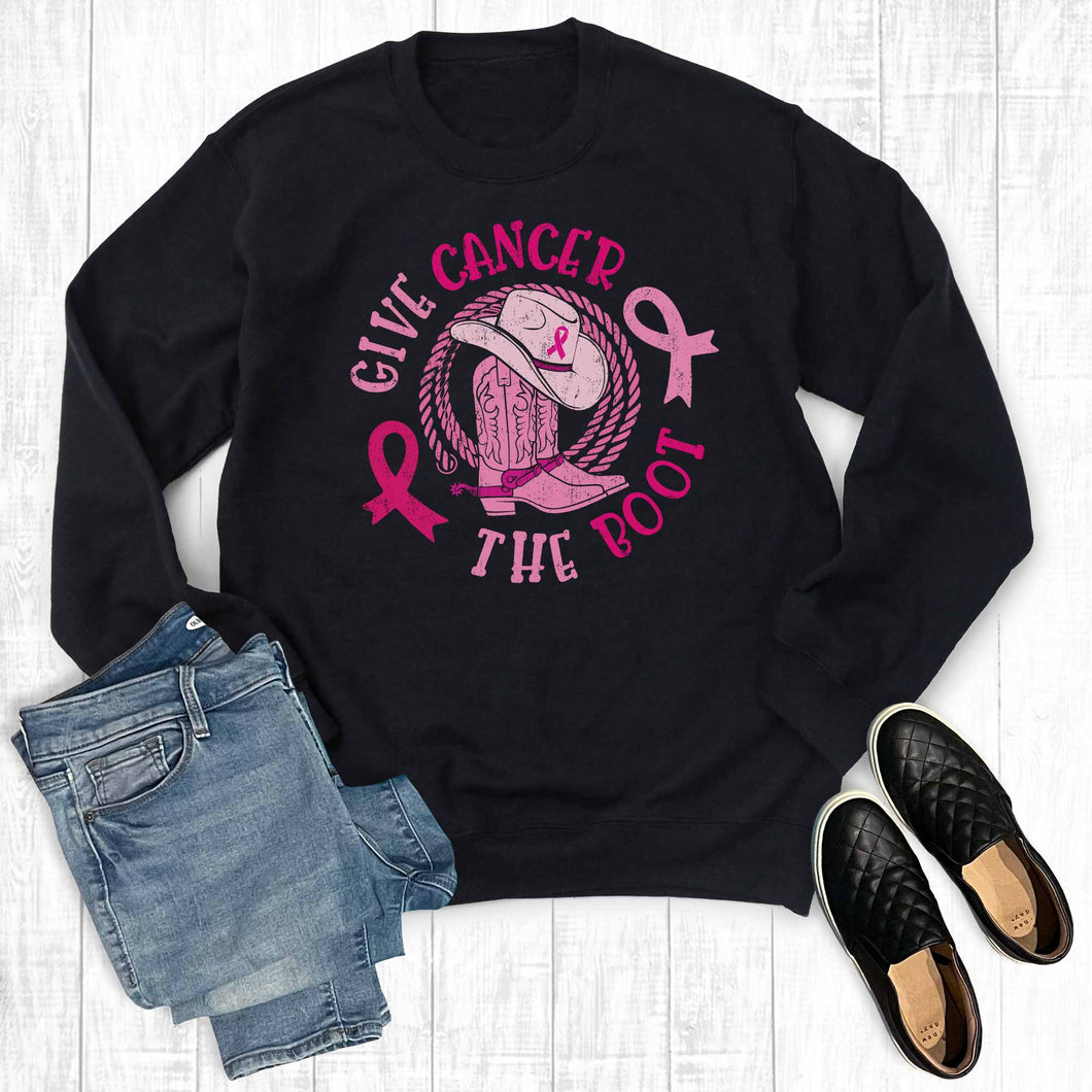 Western Give Cancer the Boot Graphic Sweatshirt