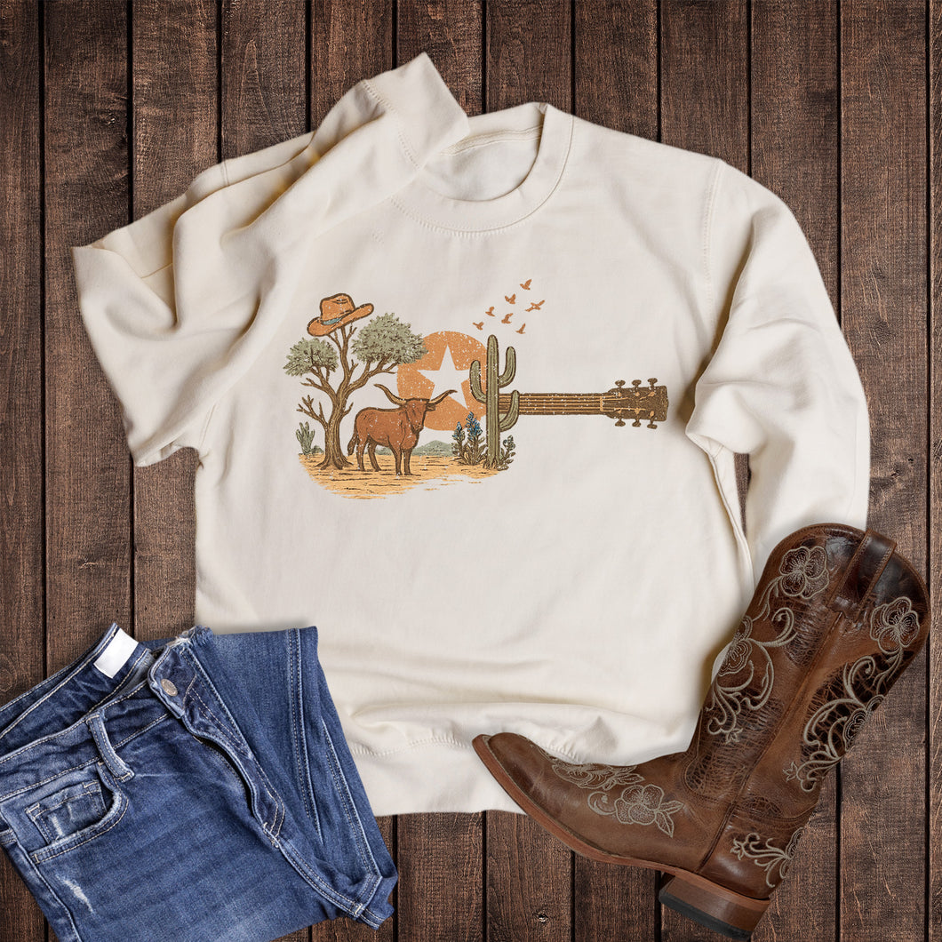 Western Guitar Cactus Sweatshirt