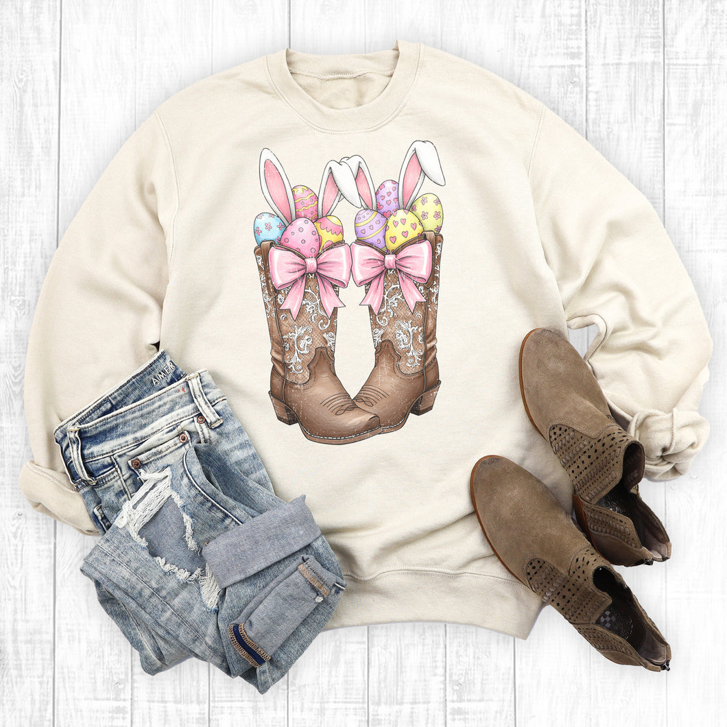 Western Howdy Easter Cowboy Boots Sweatshirt