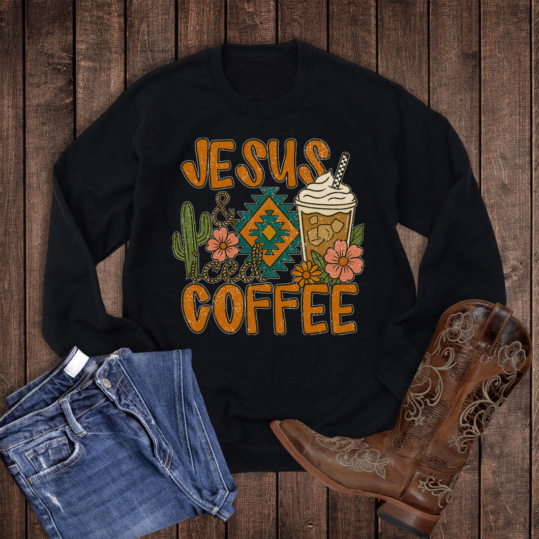 Western Jesus and Iced Coffee Sweatshirt