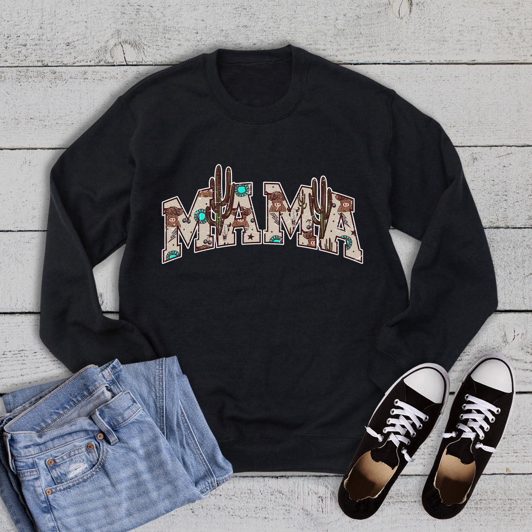 Western Mama Cactus Turquoise Sweatshirt