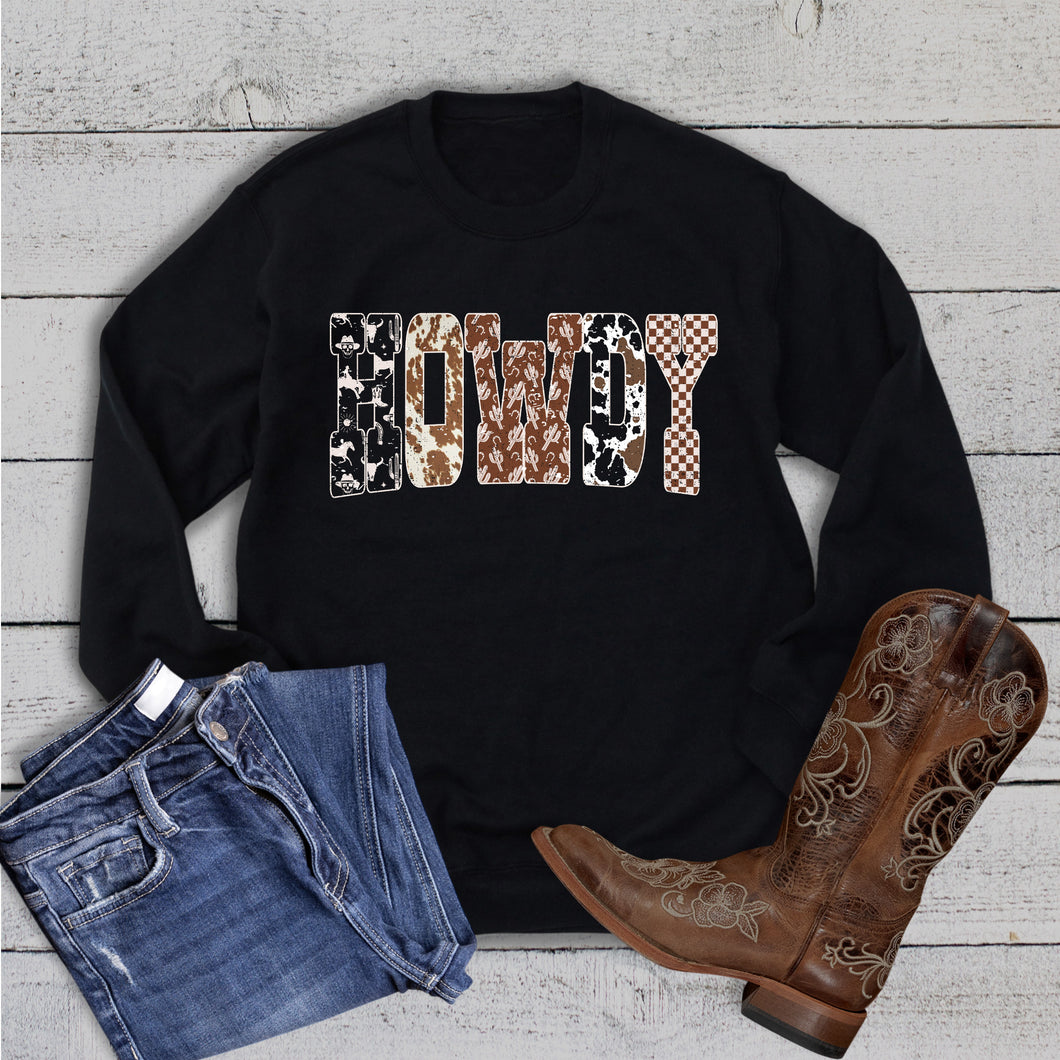 Western Multi Pattern Howdy Sweatshirt