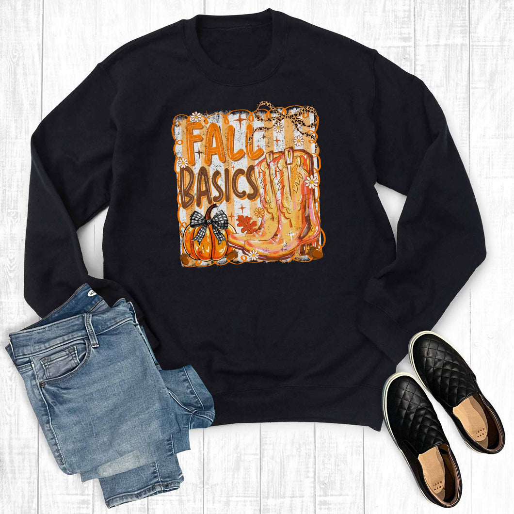 Western Retro Fall Basics Boots Graphic Sweatshirt