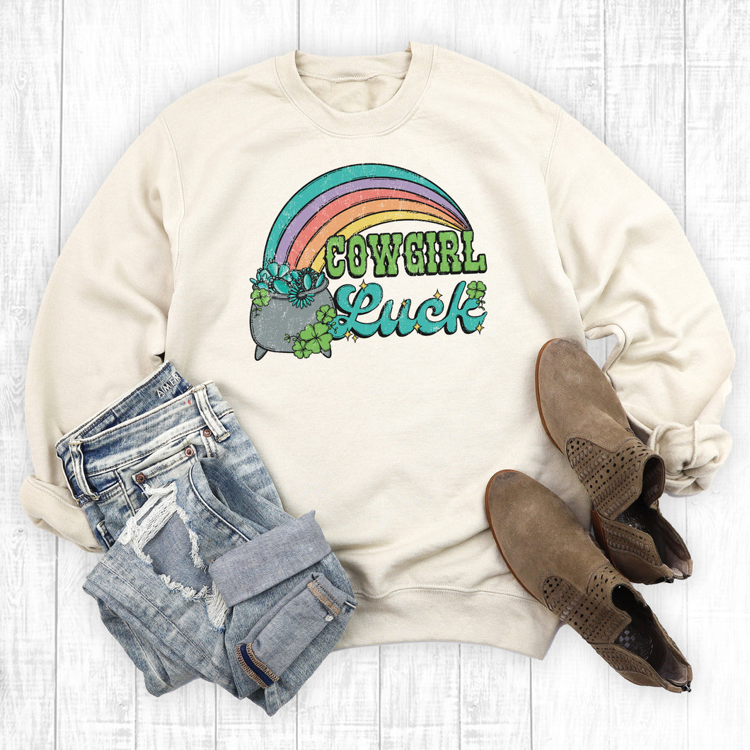 Western St. Patrick's Day Cowgirl Luck Sweatshirt