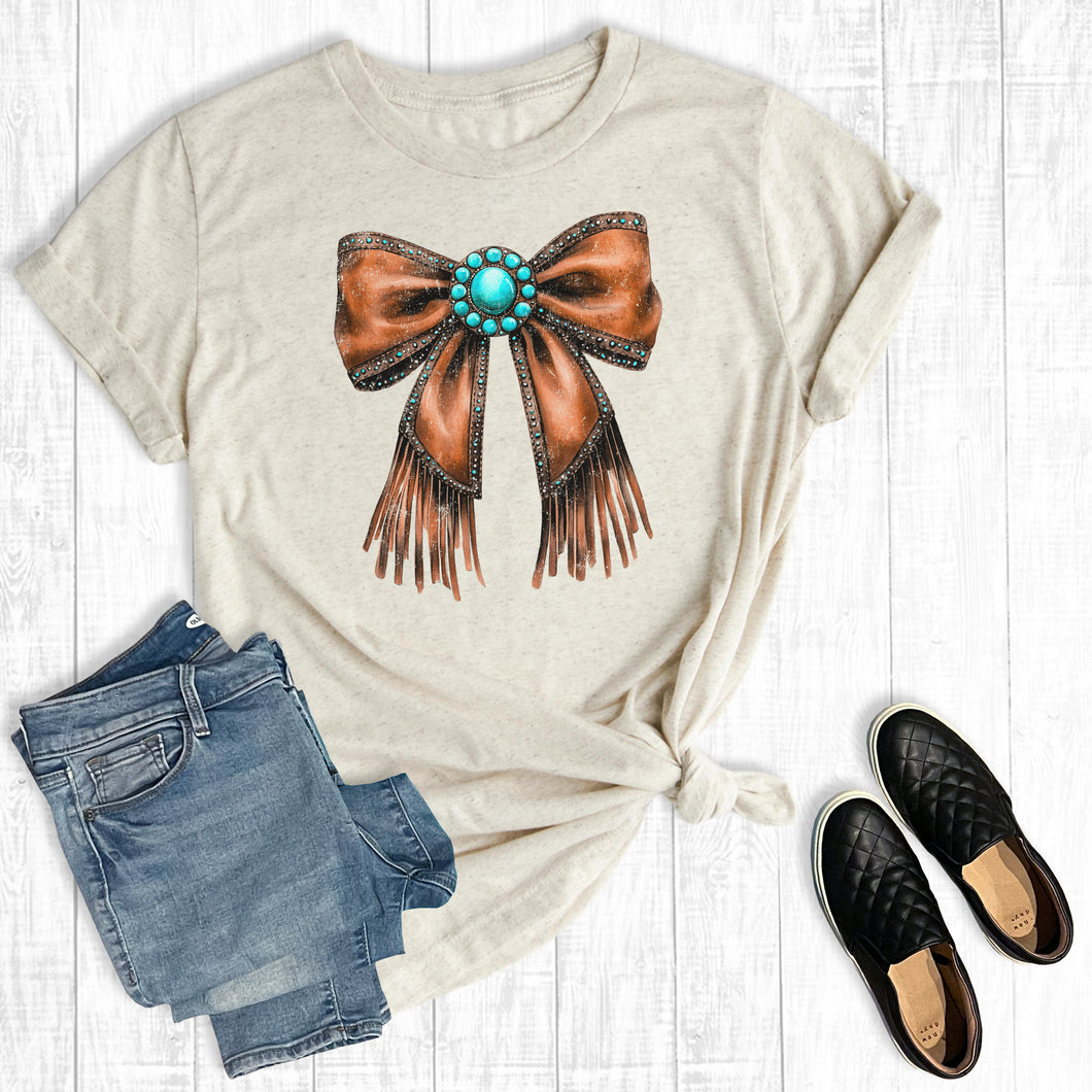 Western Turquoise Cowgirl Bow