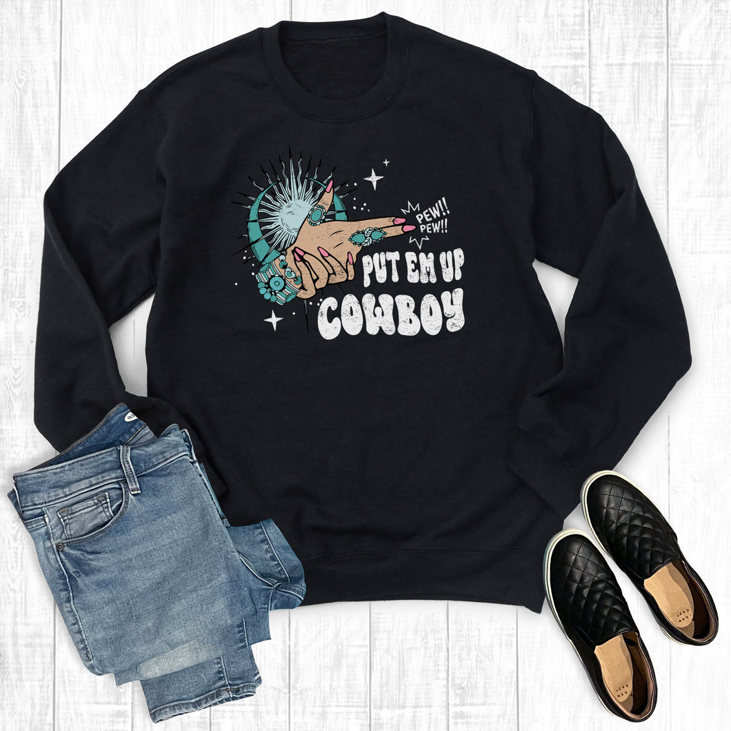 Western Turquoise Put 'Em Cowboy Sweatshirt