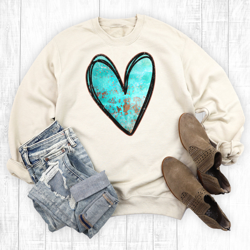 Western Valentines Turquoise Heart Sweatshirt