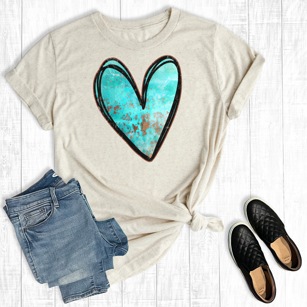 Western Valentines Turquoise Heart