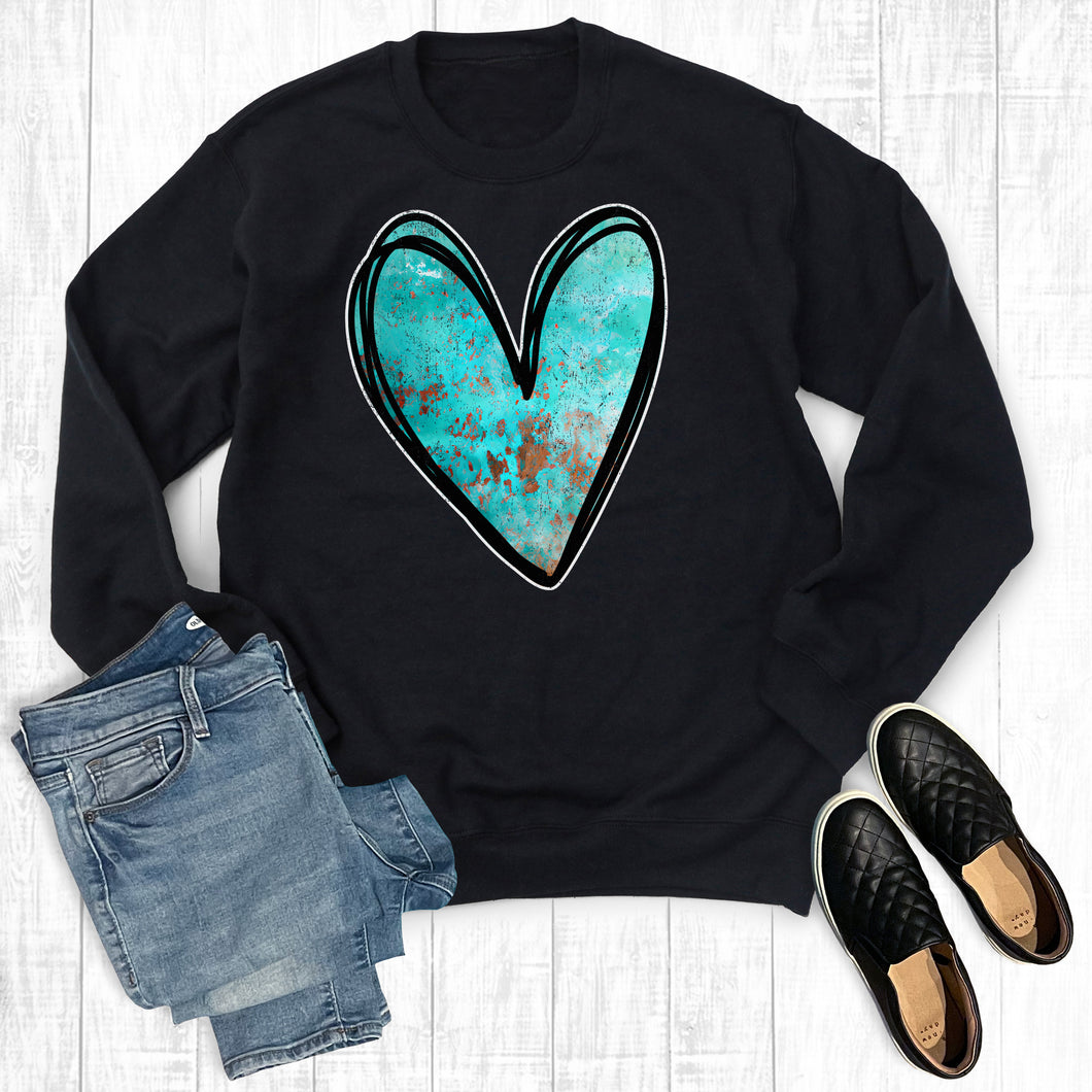 Western Valentines Turquoise Heart Sweatshirt