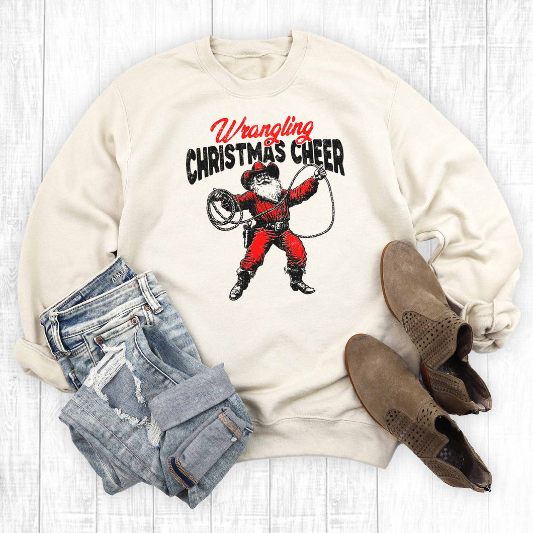 Western Wrangling Christmas Cheer Graphic Sweatshirt