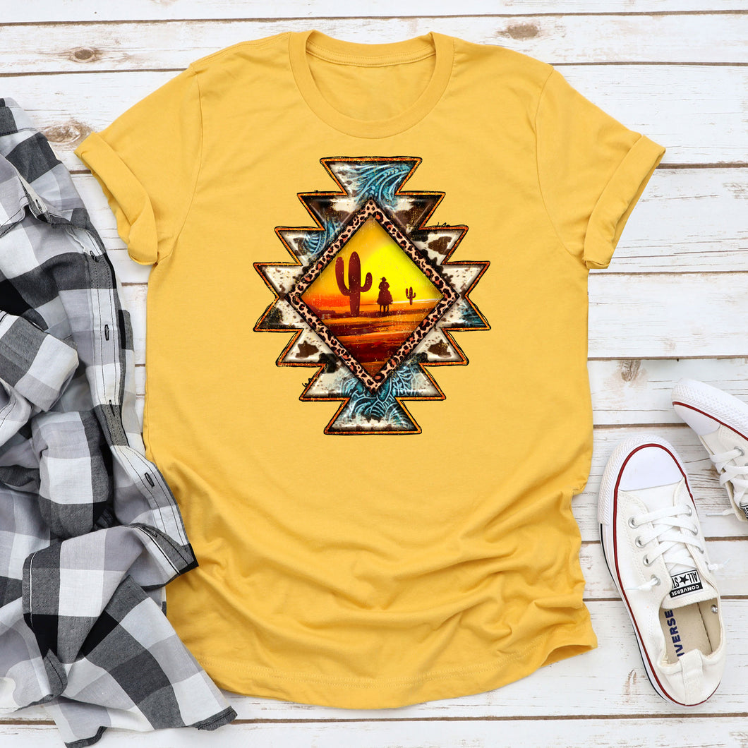 Aztec Cowhide Leopard Sunset