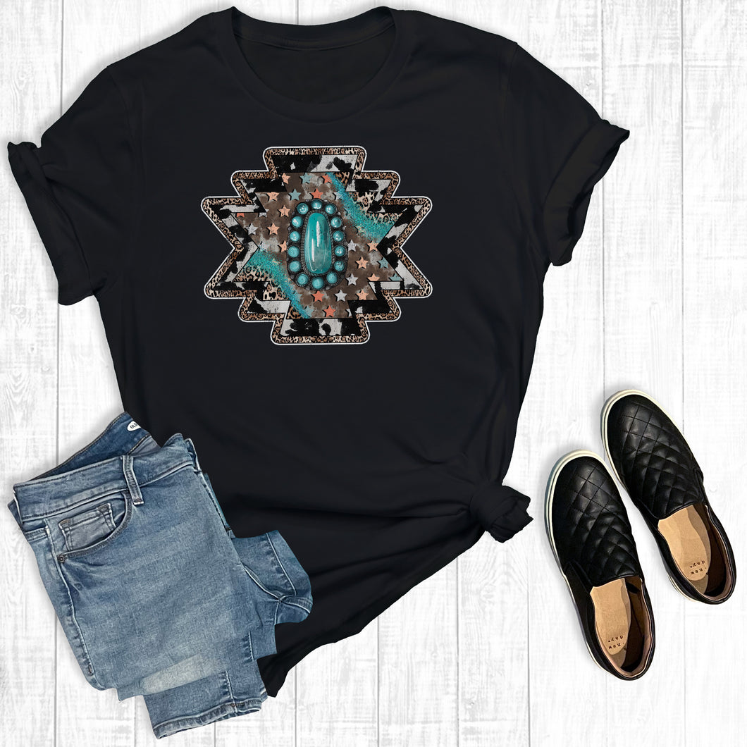 Aztec Cowhide Turquoise