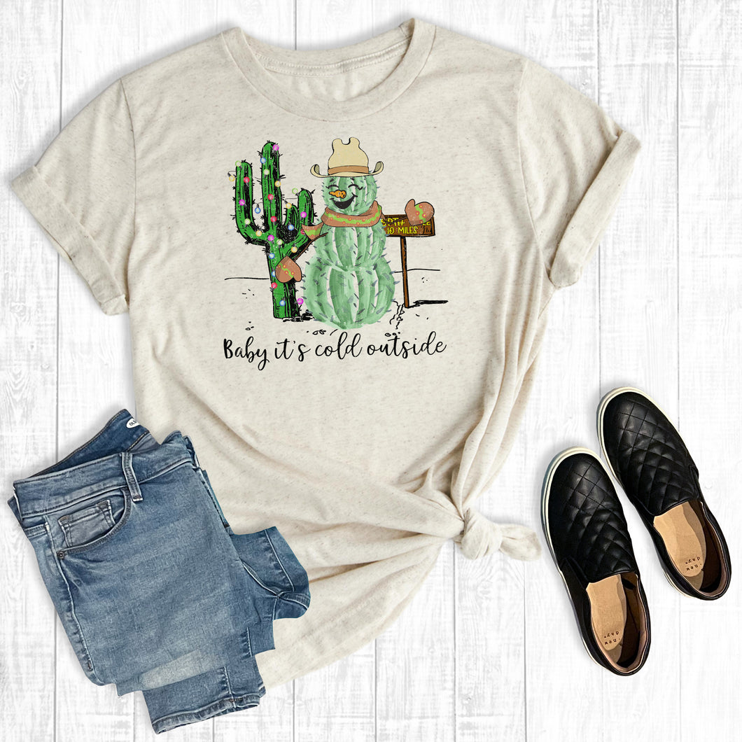 Baby It's Cold Outside Cactus Snowman