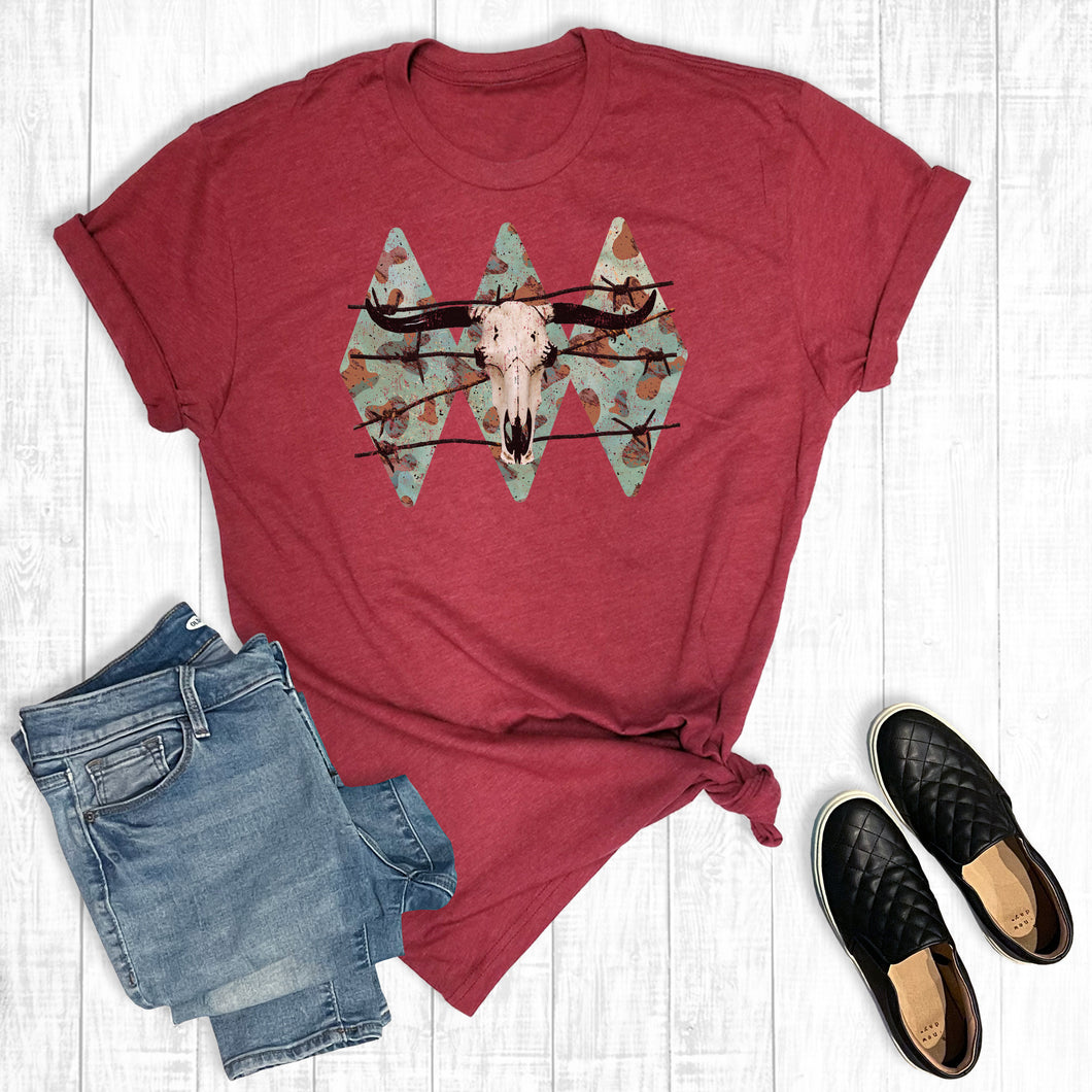 Barbwire Turquoise Cowskull