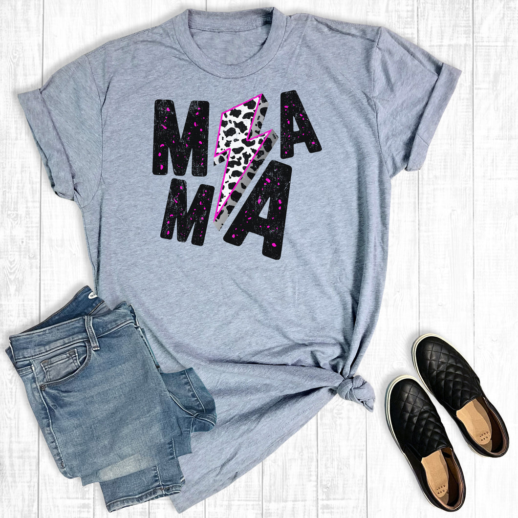 Cow Print Mama Lightning Bolt Mother's Day