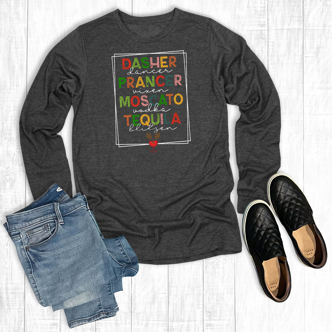 Dasher Dancer Prancer Wine Long Sleeve