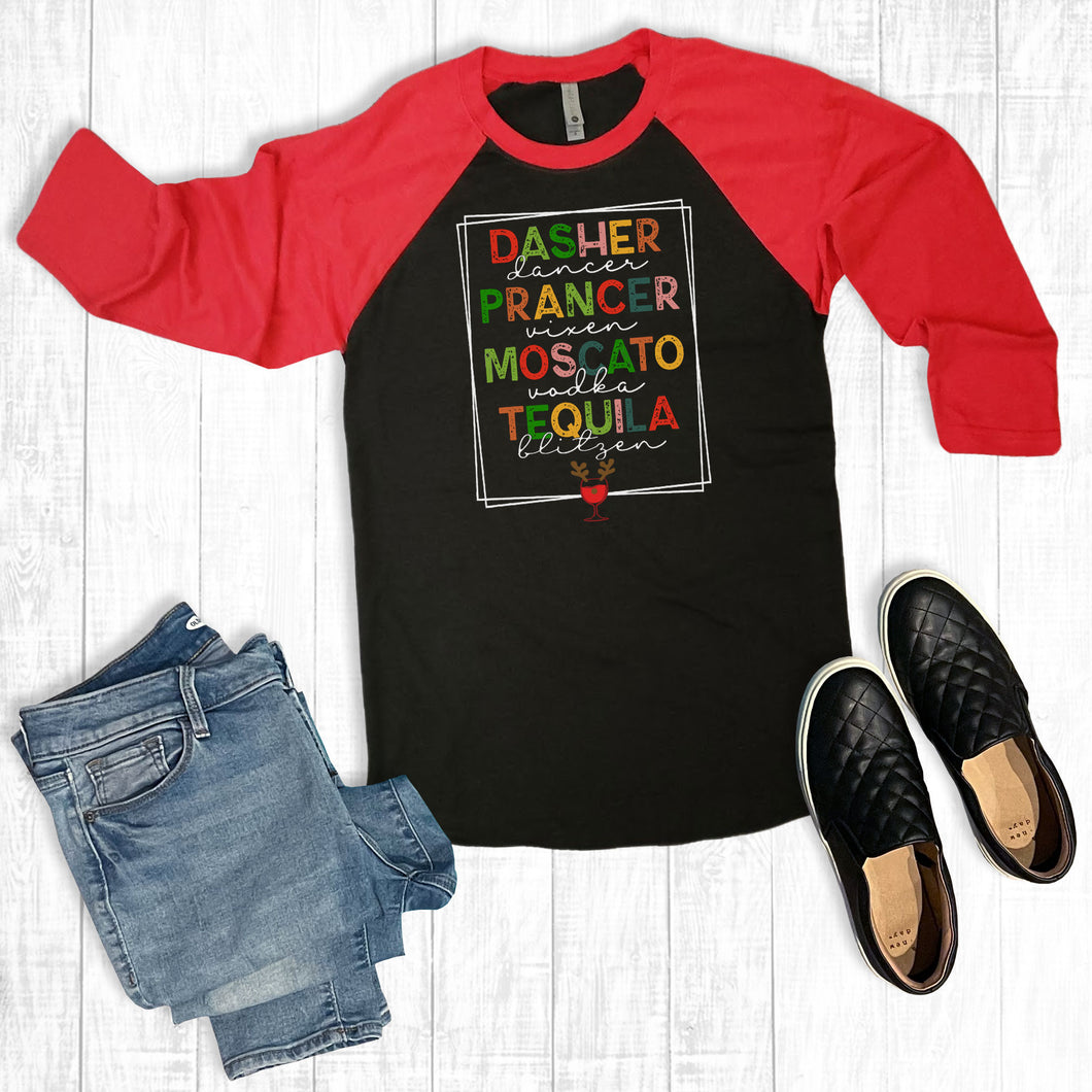 Dasher Dancer Prancer Wine Raglan