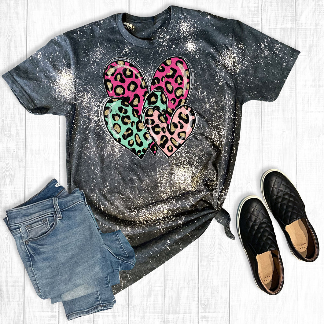 Distressed Leopard Heart Trio Charcoal