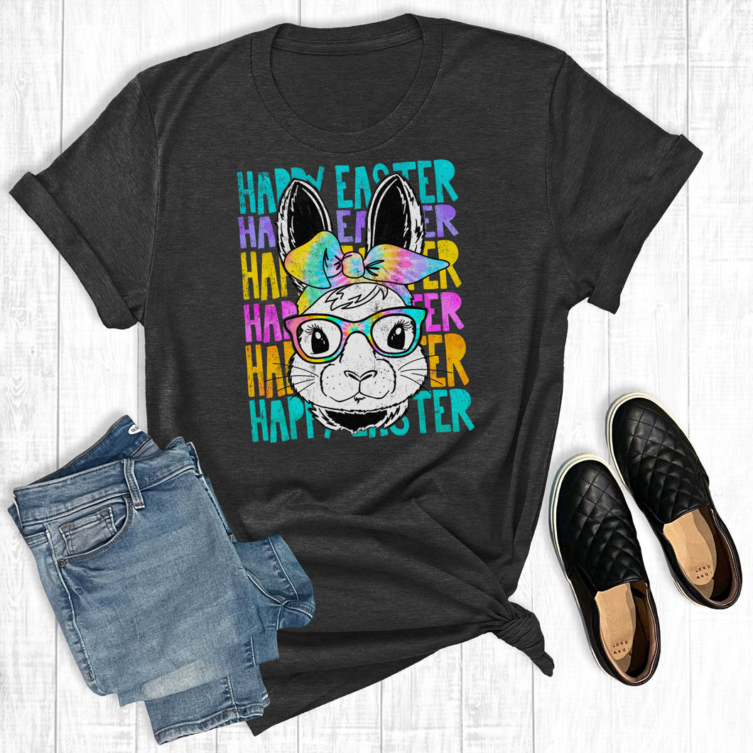 Happy Easter Tie Dye Bunny Charcoal