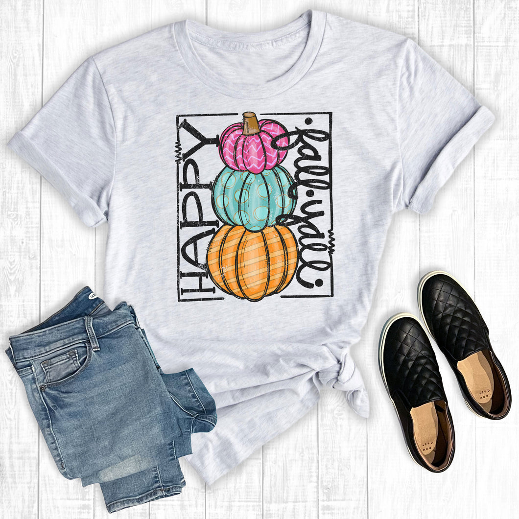 Happy Fall Y'all Pumpkin Stack Ash