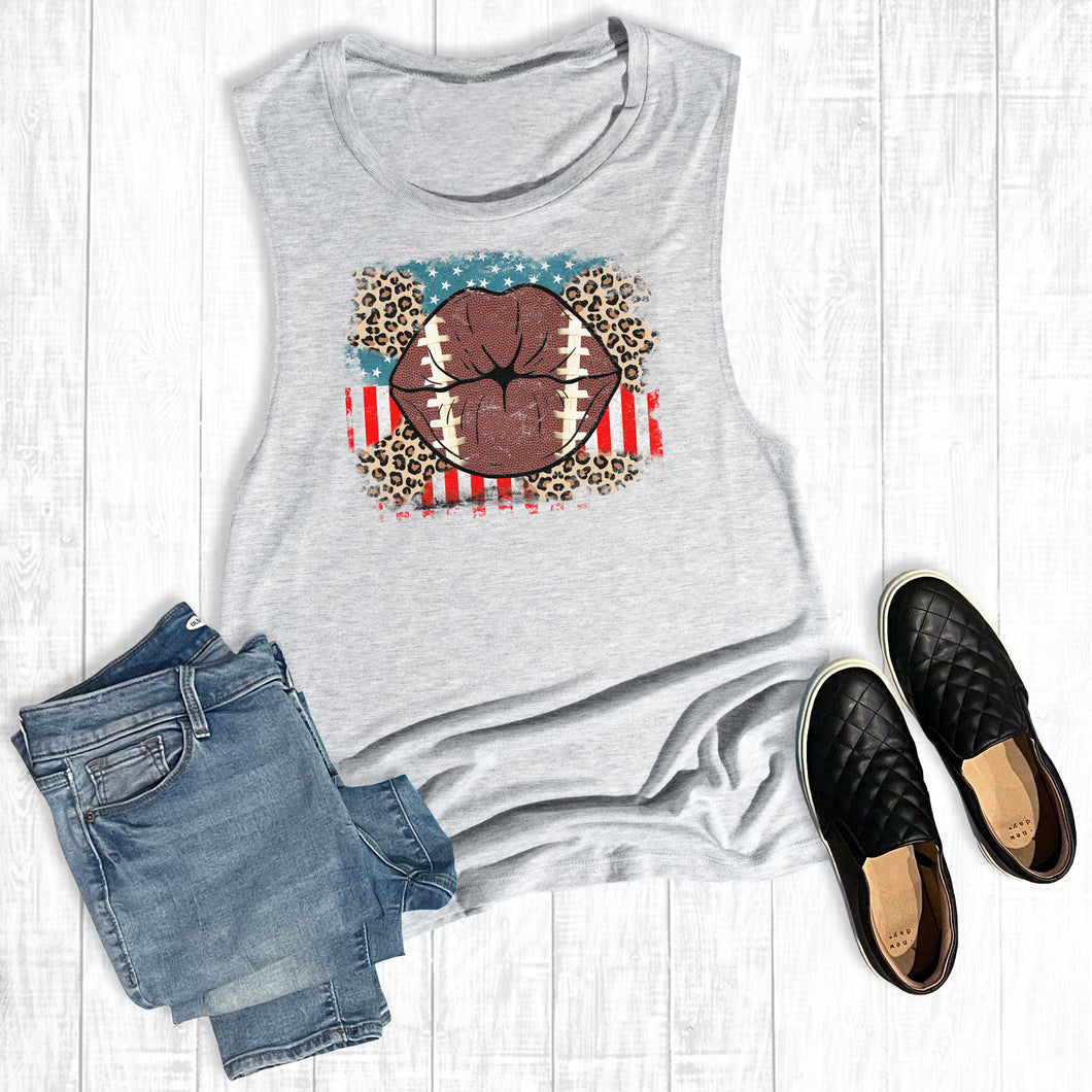 Leopard America Football Lips Tank