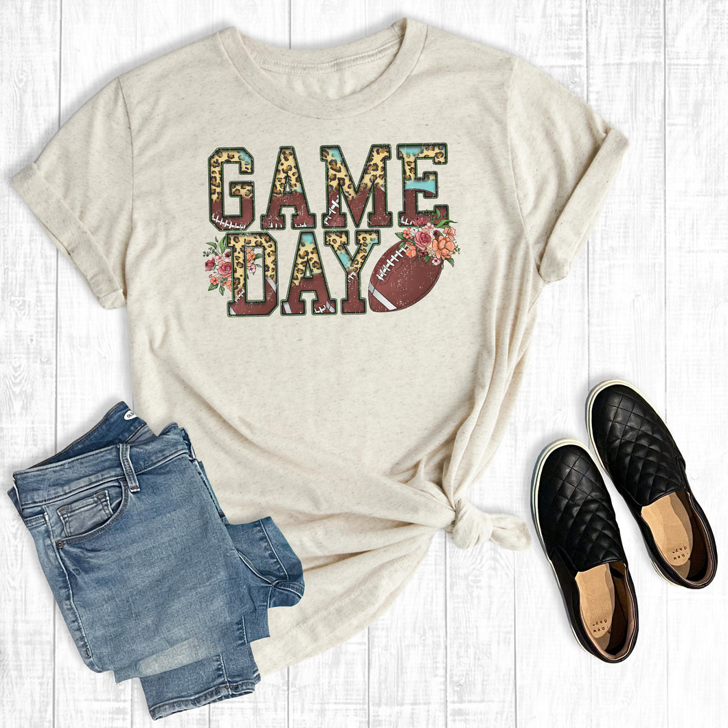 Leopard Floral Game Day Football