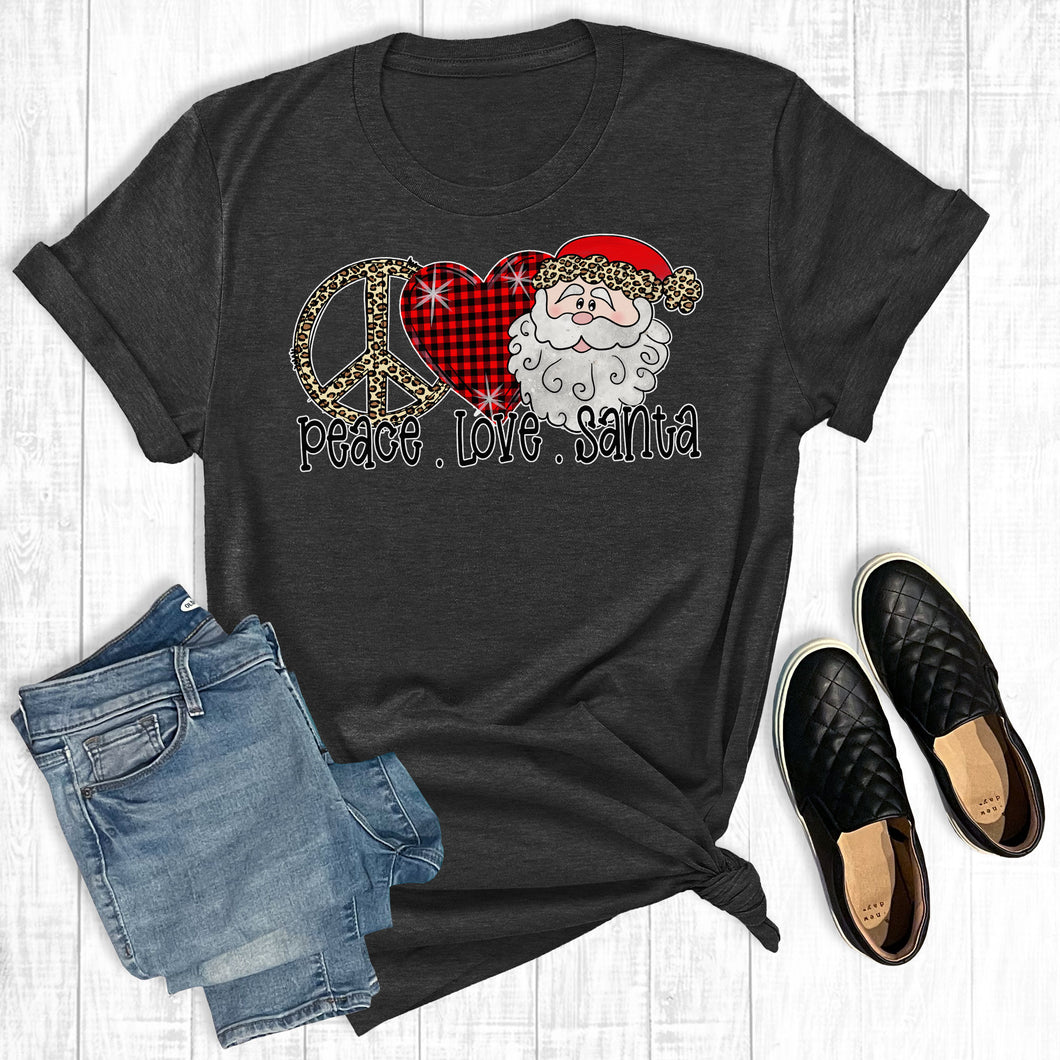 Leopard Plaid Peace Love Santa