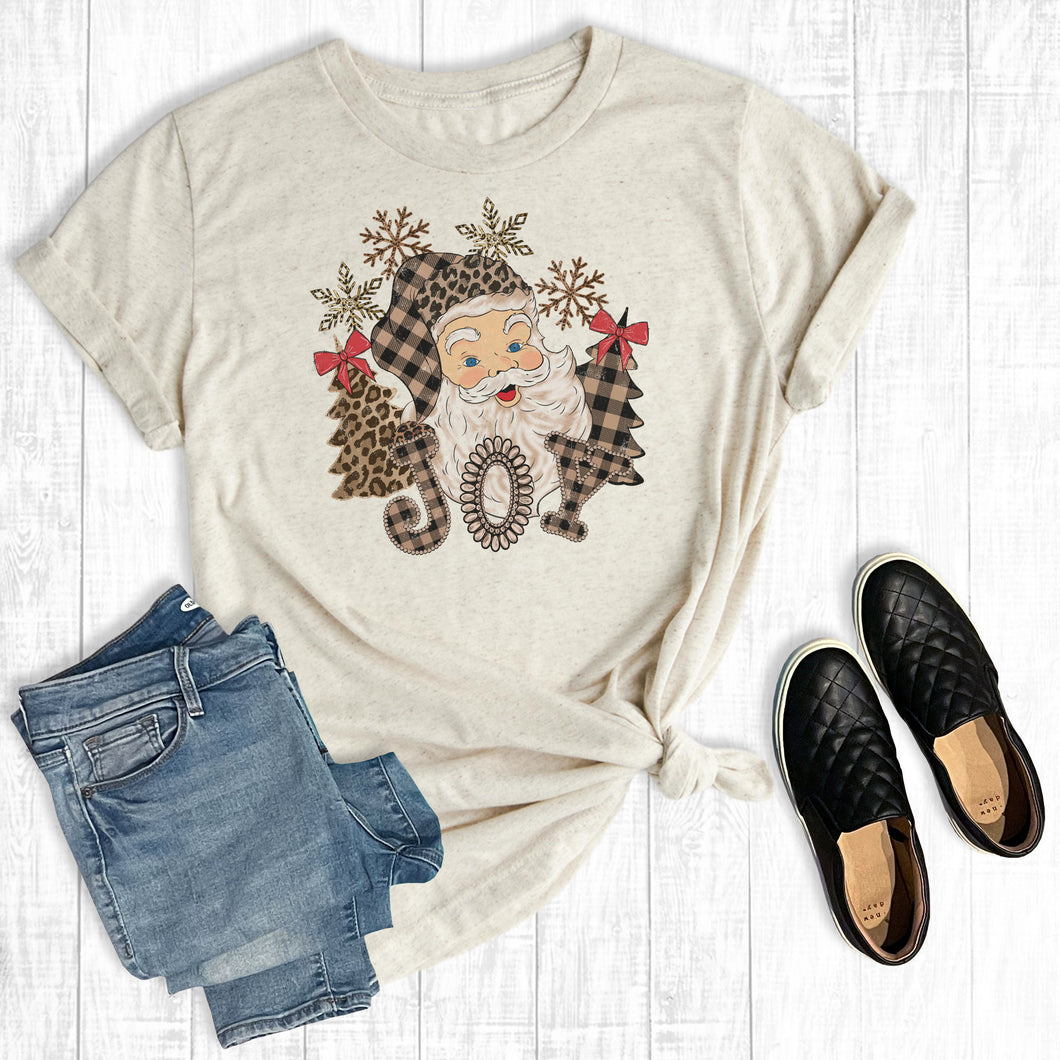 Leopard Plaid Santa Joy